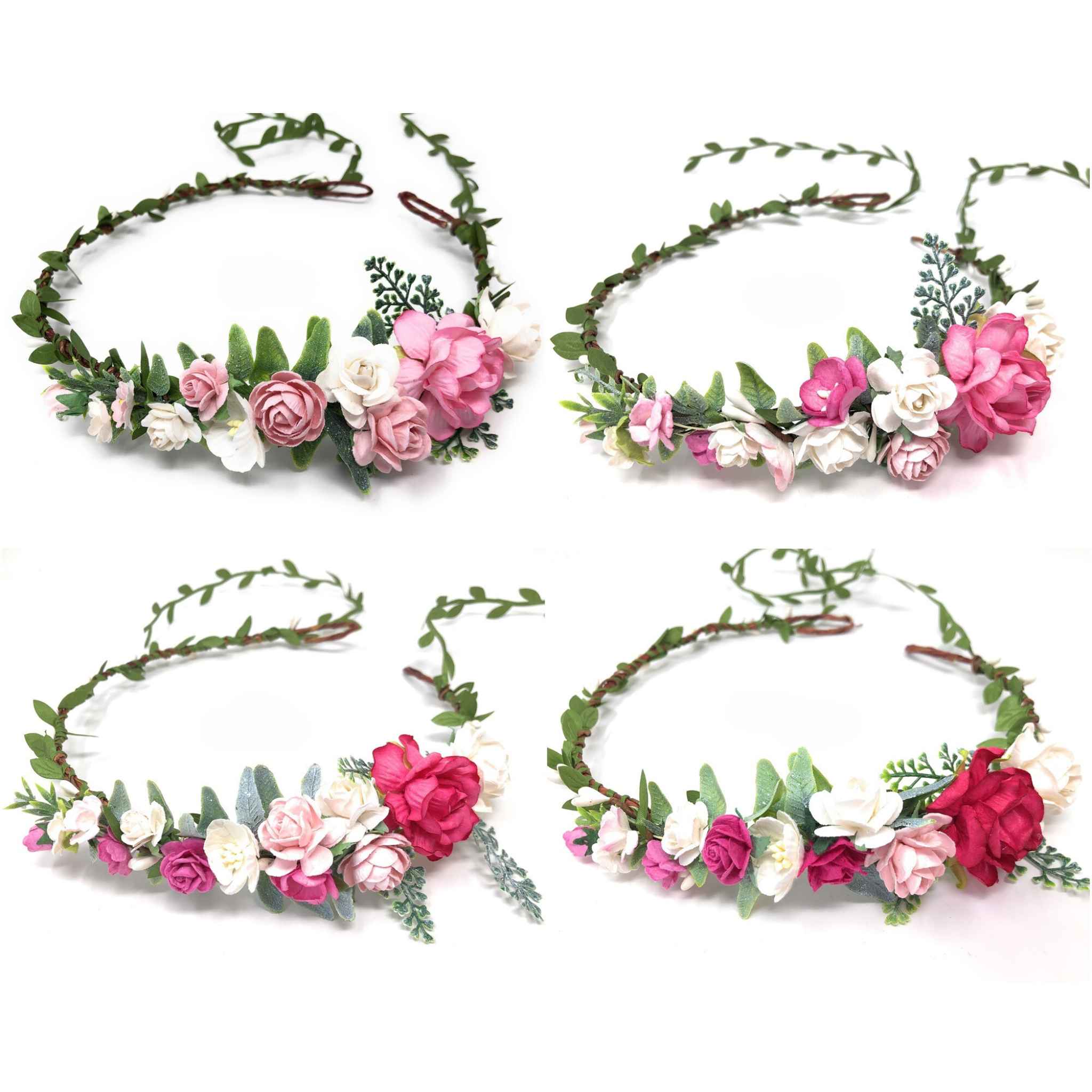 Pink And White Flower Girl Crown Wedding Halo Headband Daylya Llc 9835