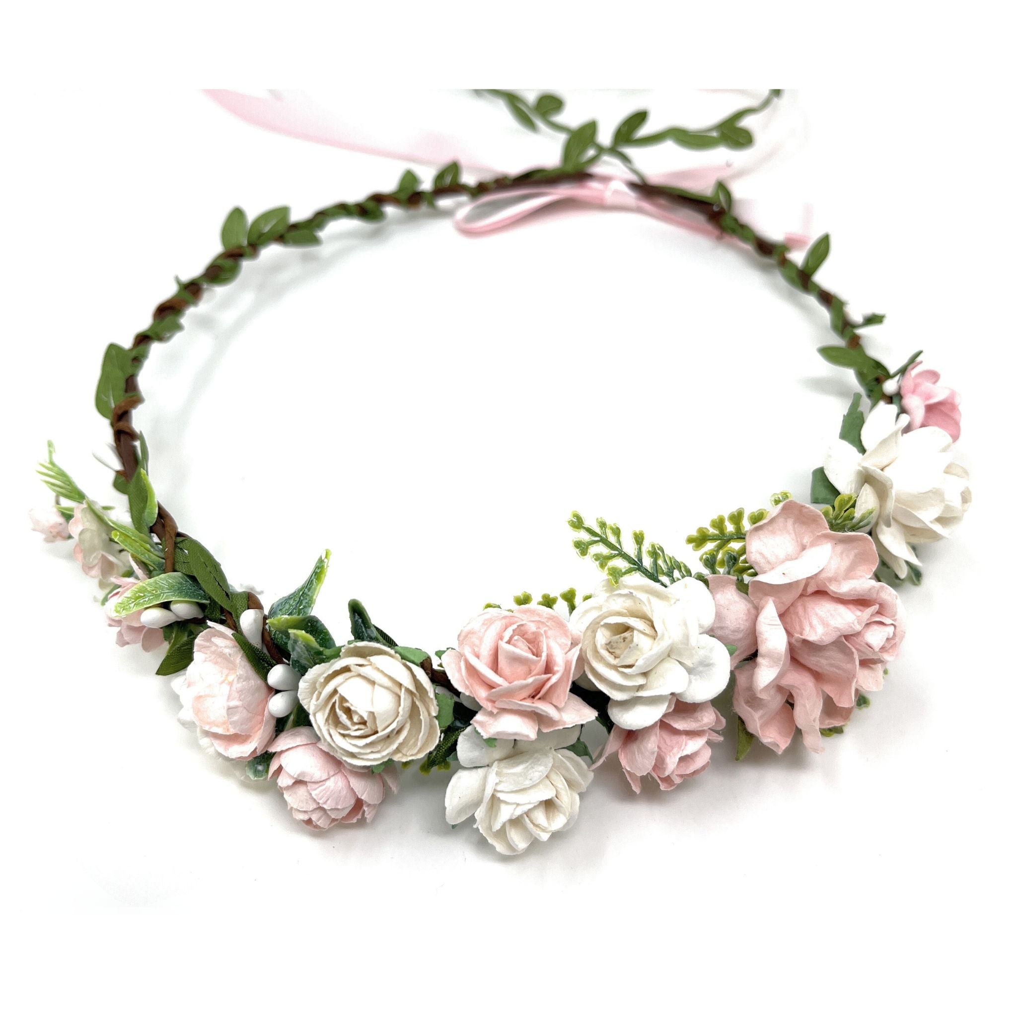 Blush Pink Flower Head Piece Floral Crown Wedding Women Hair Accessori ...