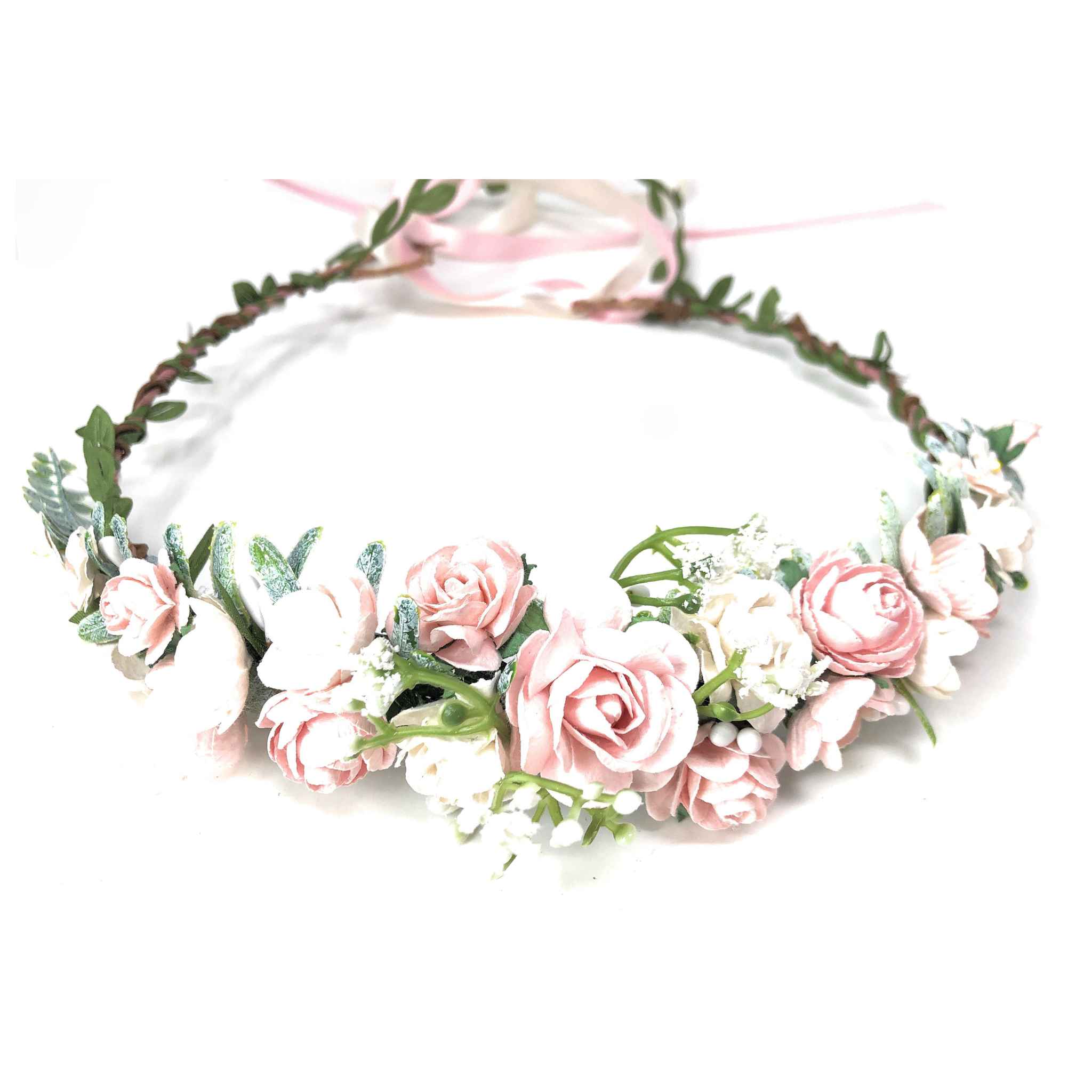 Elegant Pink and White Flower Crown for Girls and Women Wedding Access ...